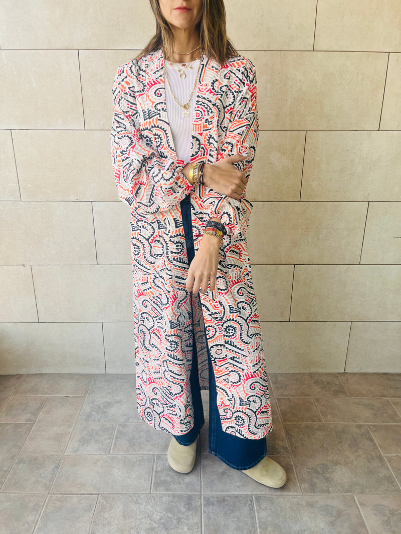 Aztec Get Happy Printed Kimono