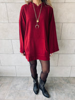 Burgundy Uptown LongLine Knit Hoodie