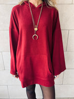 Burgundy Uptown LongLine Knit Hoodie