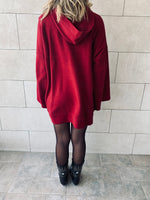 Burgundy Uptown LongLine Knit Hoodie