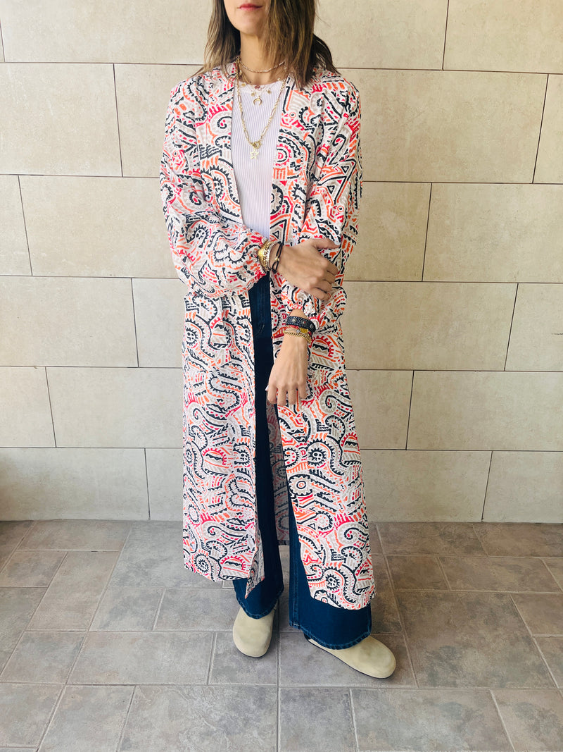 Aztec Get Happy Printed Kimono