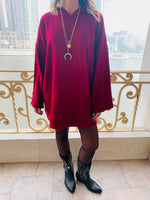 Burgundy Uptown LongLine Knit Hoodie