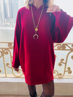 Burgundy Uptown LongLine Knit Hoodie