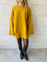 Mustard Uptown LongLine Knit Hoodie