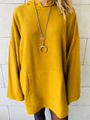 Mustard Uptown LongLine Knit Hoodie