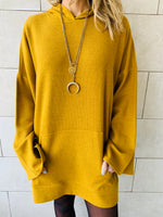 Mustard Uptown LongLine Knit Hoodie