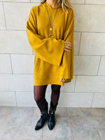 Mustard Uptown LongLine Knit Hoodie