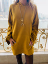 Mustard Uptown LongLine Knit Hoodie