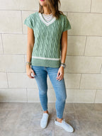 Mint Preppy V Knit Vest