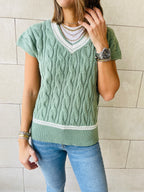 Mint Preppy V Knit Vest