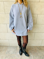 Grey Uptown Longline Knit Hoodie
