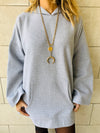 Grey Uptown Longline Knit Hoodie
