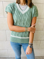 Mint Preppy V Knit Vest