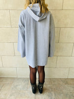 Grey Uptown Longline Knit Hoodie