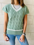 Mint Preppy V Knit Vest