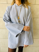 Grey Uptown Longline Knit Hoodie