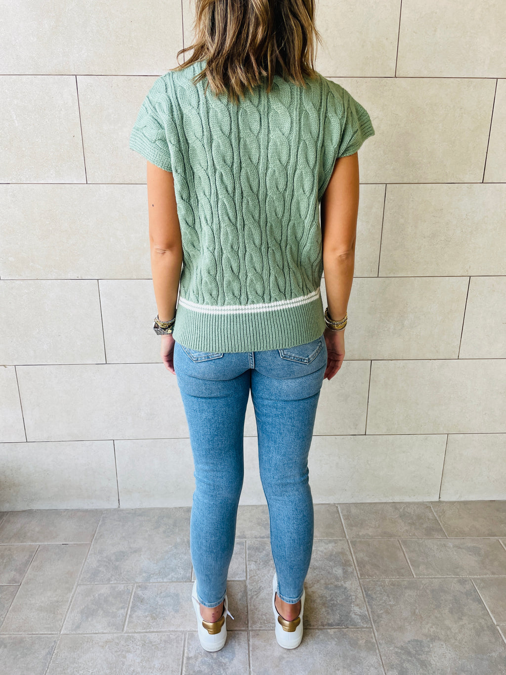 Mint Preppy V Knit Vest