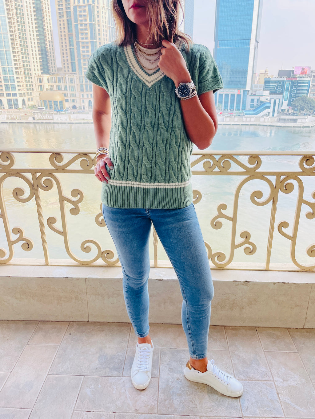 Mint Preppy V Knit Vest