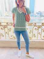 Mint Preppy V Knit Vest