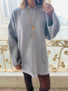 Grey Uptown Longline Knit Hoodie