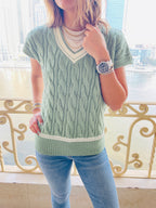 Mint Preppy V Knit Vest