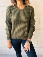 Olive Slouch Knit Pullover