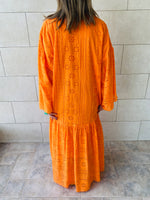 Orange Anglaise Cut Out Dress