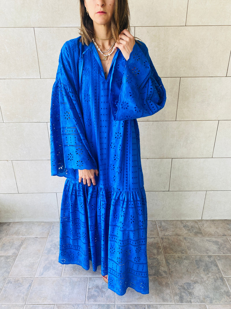 Blue Anglaise Cut Out Dress