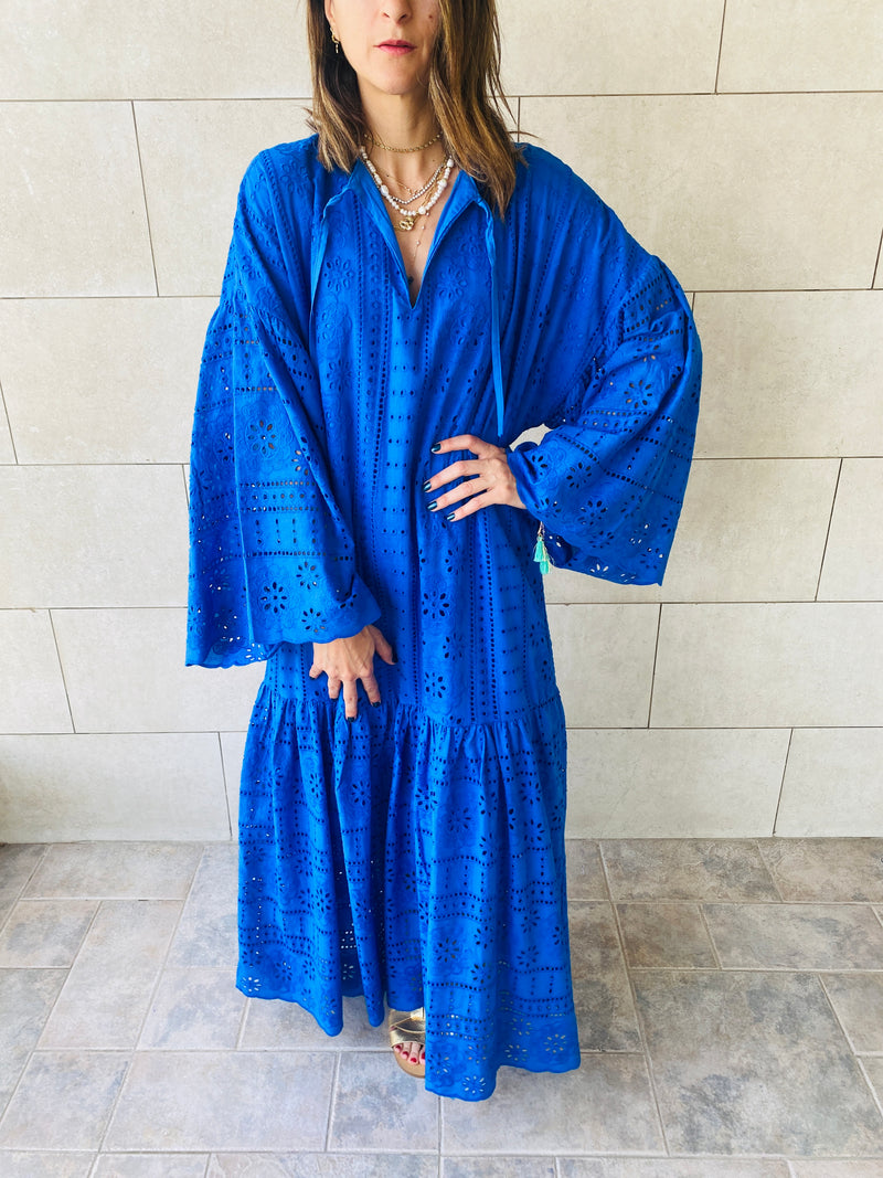 Blue Anglaise Cut Out Dress