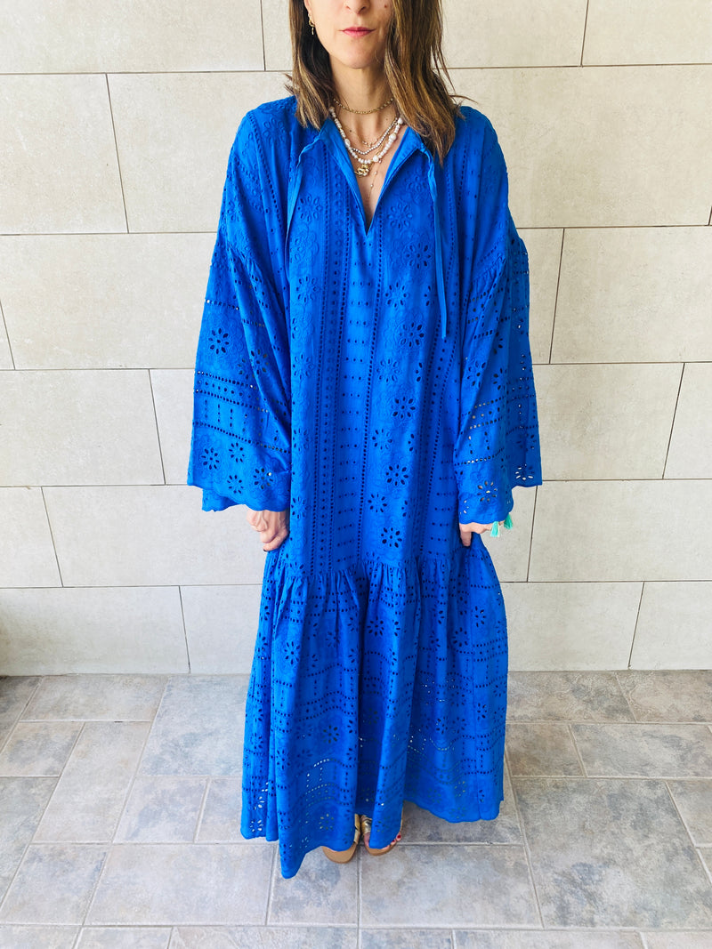 Blue Anglaise Cut Out Dress