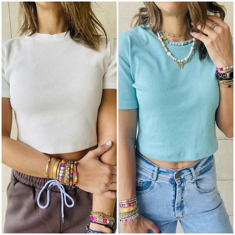 White & Aqua T-shirt Set