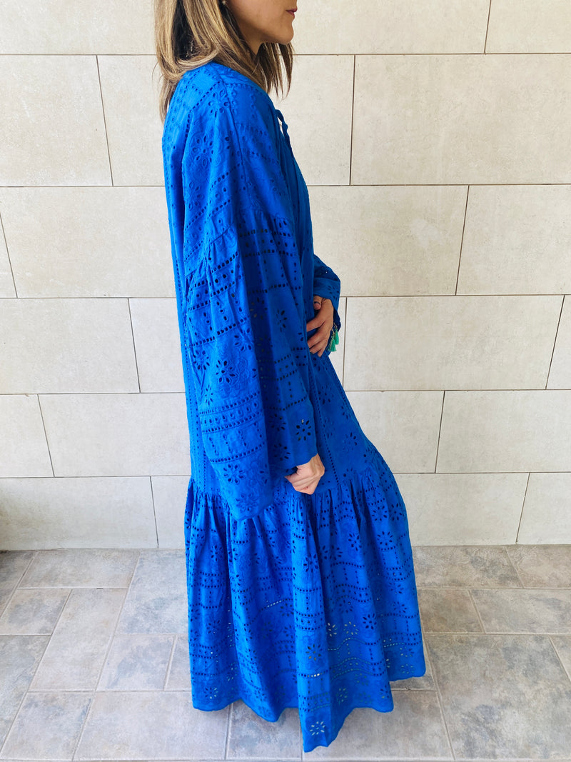 Blue Anglaise Cut Out Dress