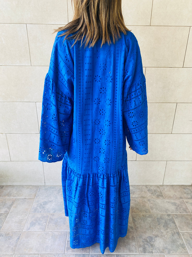 Blue Anglaise Cut Out Dress