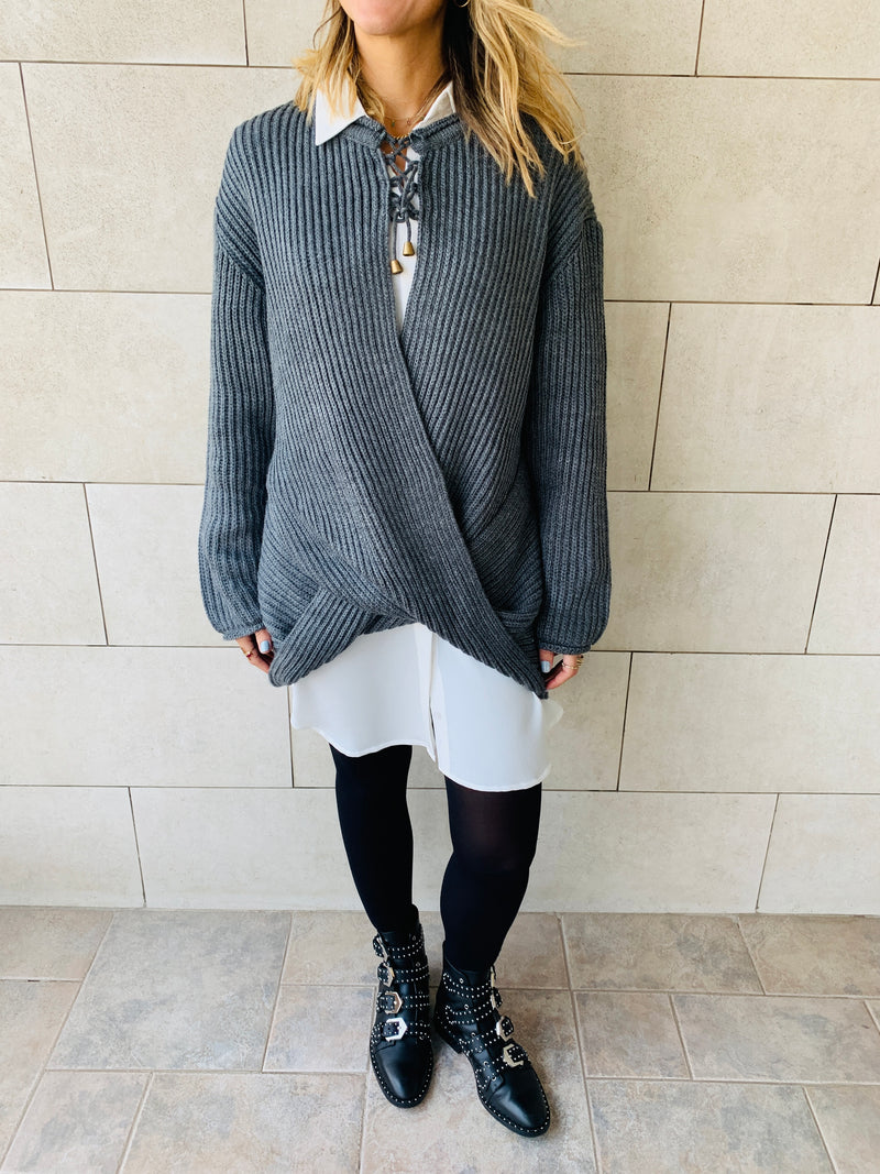 Charcoal Cross Over Pullover