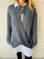 Charcoal Cross Over Pullover