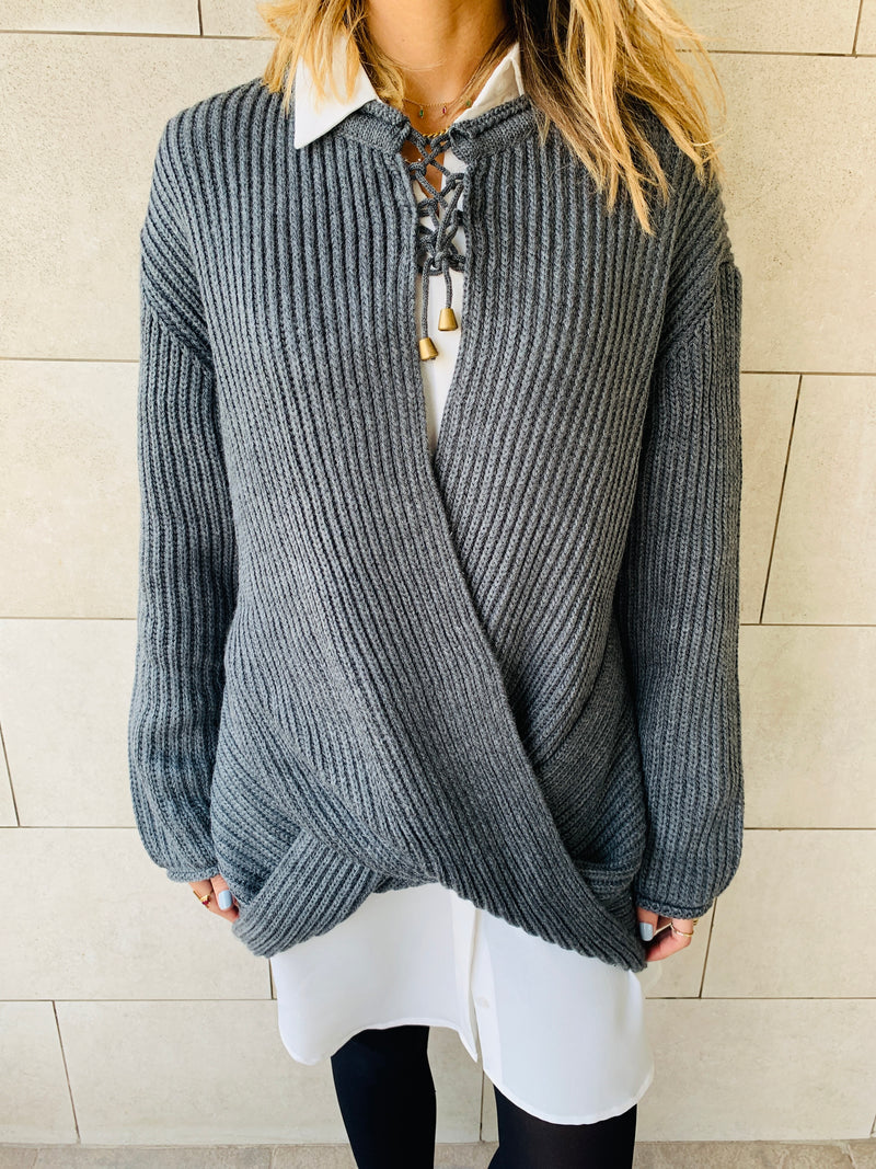 Charcoal Cross Over Pullover