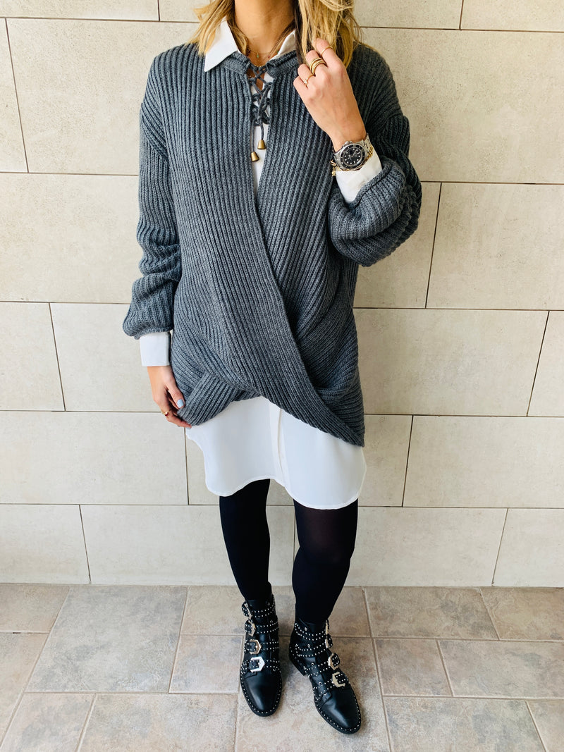 Charcoal Cross Over Pullover