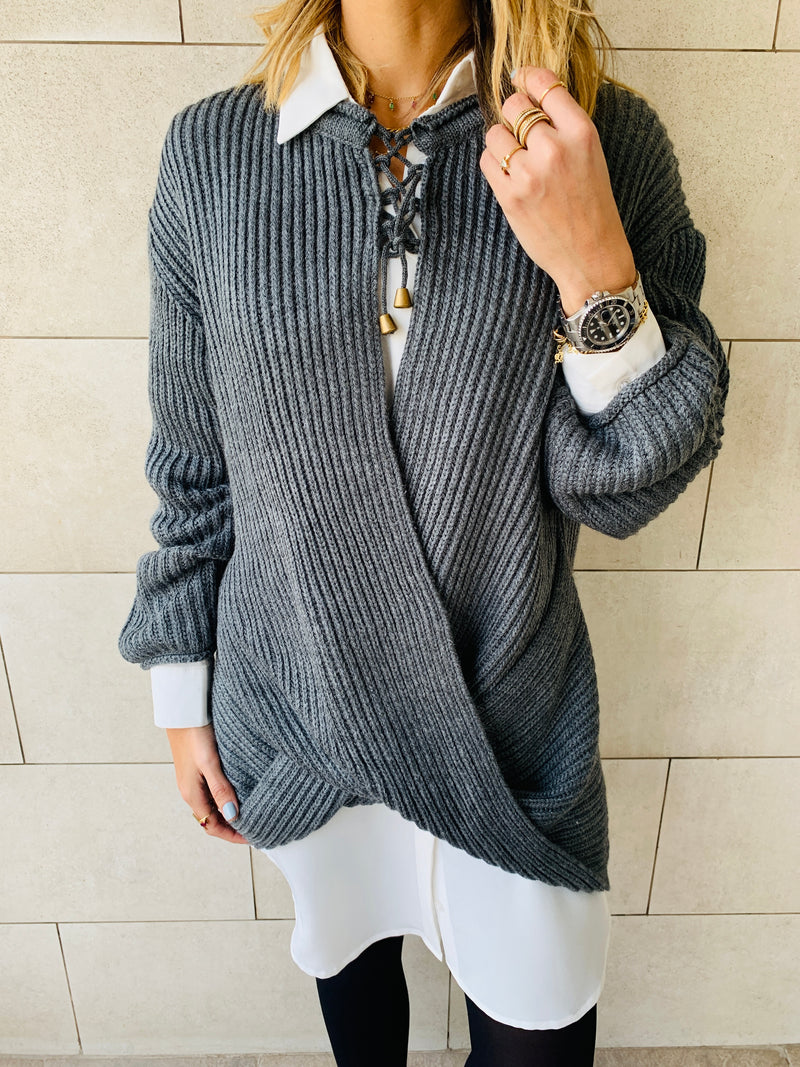 Charcoal Cross Over Pullover