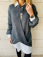 Charcoal Cross Over Pullover