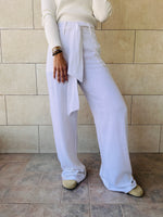 White Linen Belted Flare