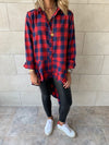 Red Checkered Luxe High Low Shirt