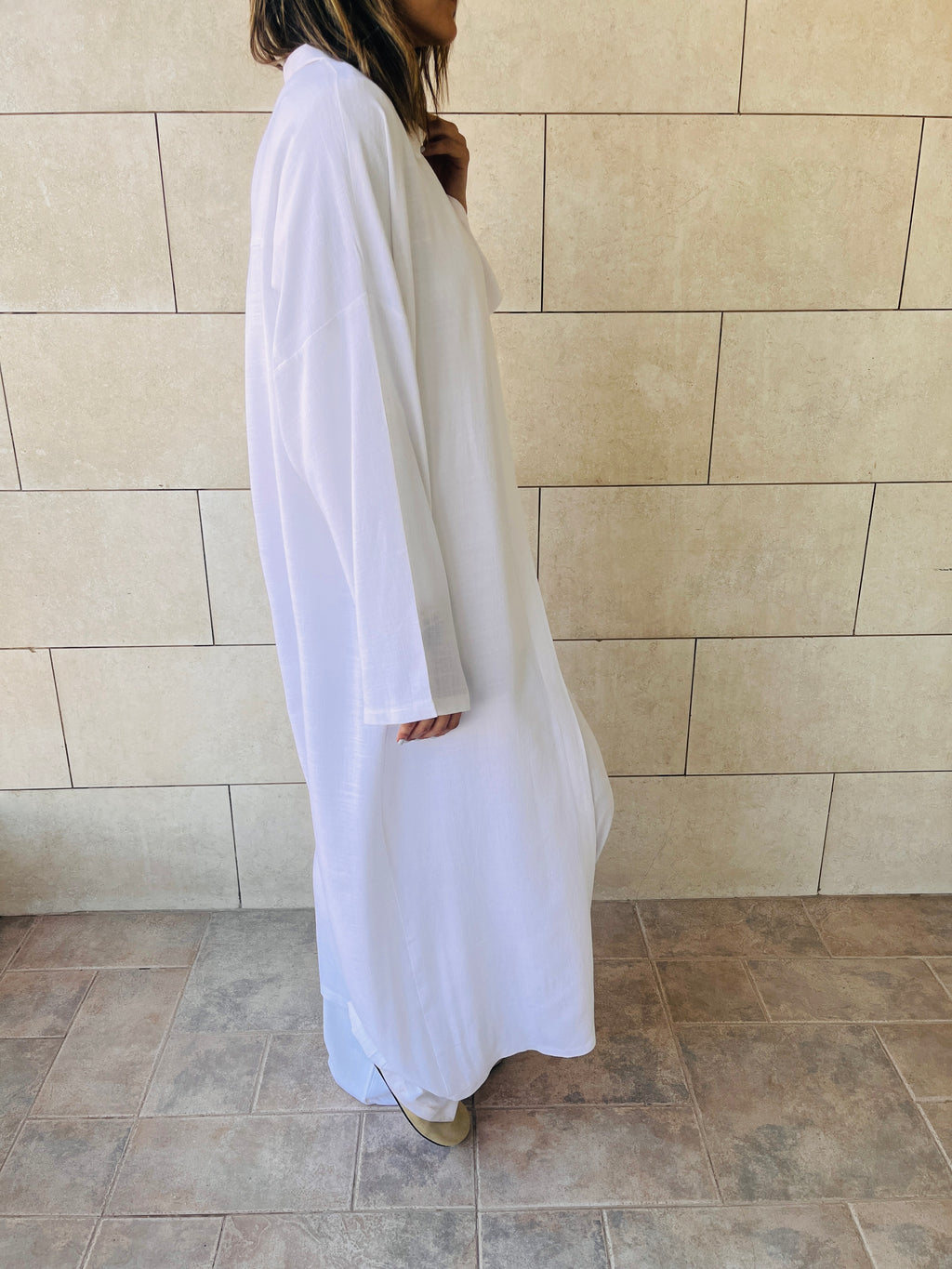 White Linen Open Shirt