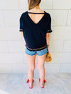 Black Short Sleeve Tassel T-shirt