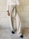 Taupe Linen Belted Flare