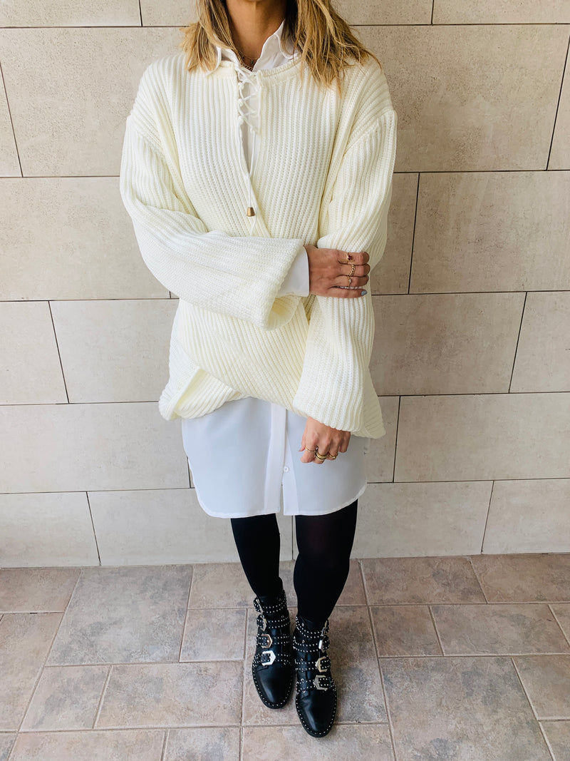White Cross Over Pullover