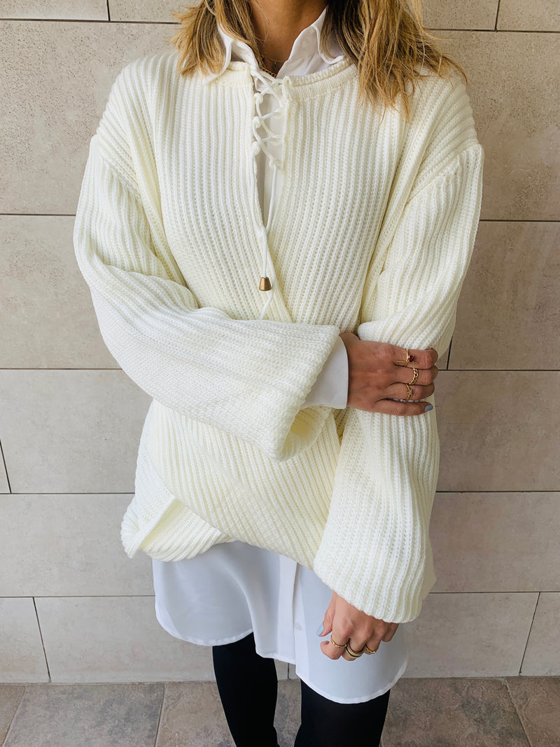White Cross Over Pullover