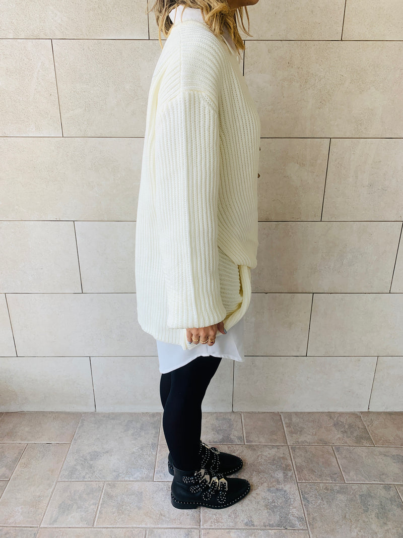White Cross Over Pullover