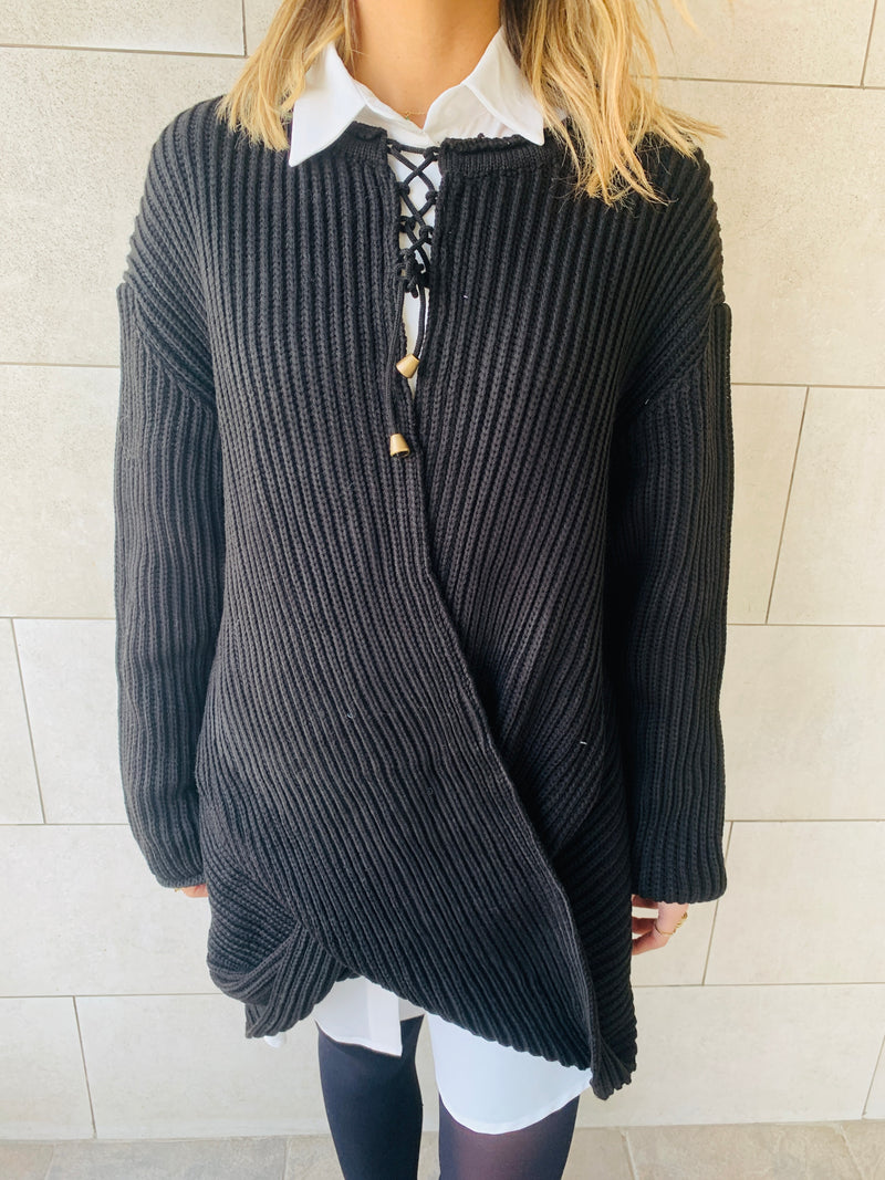 Black Cross Over Pullover