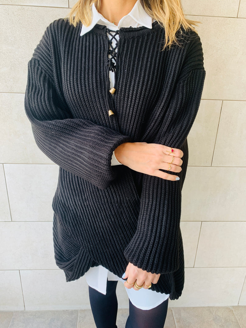 Black Cross Over Pullover