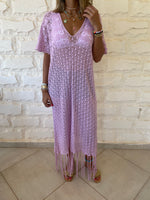Lilac Tassel Crochet Poncho
